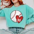Womens Custom Baseball Mom Number 50 Heart For Mom Mommy Comfort Colors Sweatshirt Butter Womens Custom Baseball Mom Number 50 Heart For Mom Mommy Comfort Colors Sweatshirt Butter