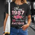 39歳 1987年5月 花柄 39歳 誕生日 男性 女性 Tシャツ 彼女への贈り物