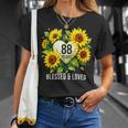 88歳 祝福された愛されたひまわりの花 ハート 88歳の誕生日 Tシャツ 彼女への贈り物