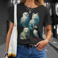 Arctic Animals コラージュ シロフクロウ キツネアザラシ ツノメ Tシャツ 彼女への贈り物