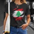 Bandera De Líbano Desgarrada Camiseta unisex Regalos para ella