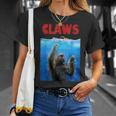 Beware Of Claws 面白いナマケモノ シャーク 映画 パロディ Tシャツ 彼女への贈り物