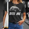 Bite Me フィッシングルアー グラフィックイメージ スカル フィッシュ スケルトン メンズ Tシャツ 彼女への贈り物