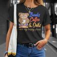 Books Coffee & Owls Are My Happy Place Book Lovers T-Shirt Gifts for Her