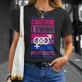 Caution Iwing Both Ways バイセクシャル プライド ジョーク Tシャツ 彼女への贈り物
