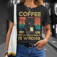 Coffee Because Murder Is Wrong ファニーブラックキャット ビンテージ Tシャツ 彼女への贈り物