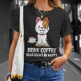Drink Coffee Read Books Be Happy Nerdy Pet Puppy Owner T-Shirt Gifts for Her