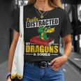 Easily Distracted By Dragons And Books Reading Book Dragon T-Shirt Gifts for Her