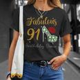 Fabulous Queen 91歳の誕生日クルーパーティ隊のお祝い 長袖tシャツ Tシャツ 彼女への贈り物
