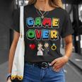 Game Over Boda Divertido Pixel Gamer Recién Casado Novio Camiseta unisex Regalos para ella