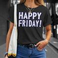Happy Friday Tgif、週末のお祝い、仕事場。 Tシャツ 彼女への贈り物