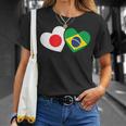 Japanese Flag Brazilian Flag Heart 日系ブラジルブラジル国旗日本国旗 Tシャツ 彼女への贈り物