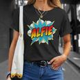 Kids Boys Alfie Name Comic Book Superhero T-Shirt Gifts for Her