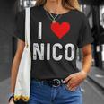 I Love Nico ハート アンティーク調 Tシャツ 彼女への贈り物