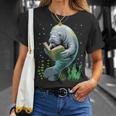 Manatee Reading Book Matching Bookworm Librarian Books Lover T-Shirt Gifts for Her