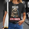 Odio Los Lunes Dicho Divertido Con Gato Y Café Frases Camiseta unisex Regalos para ella