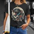 Panther トラディショナル タトゥー アーティスト インク入り タトゥー入り Tシャツ 彼女への贈り物