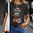 Racoon Reading Book Graphic Racoon With Book Floral T-Shirt Gifts for Her Racoon Reading Book Graphic Racoon With Book Floral T-Shirt Gifts for Her