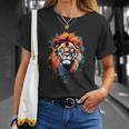 Strong Regal Lion Magestic Lion クールカラフルライオンステンシル Tシャツ 彼女への贈り物