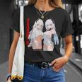Waifu セクシー アニメ 女の子 メガネ 角 和風 Tシャツ 彼女への贈り物