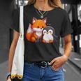 かわいいキツネとペンギンのデザイン Tシャツ 彼女への贈り物