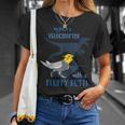 わたしのペットはふわふわお尻オカメインコの鳥を持ったベロキラプトル Tシャツ 彼女への贈り物