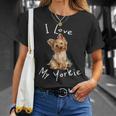 アイ・ラブ・マイ・ヨーキー・ヨーキー・ヨーキー・ドッグ・ファンへのギフト Tシャツ 彼女への贈り物
