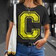 アルファベット C 大文字 イニシャル クラシック 学校 カレッジ Tシャツ 彼女への贈り物