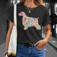 イングリッシュコッカースパニエル水彩フラワーデザイン。 Tシャツ 彼女への贈り物
