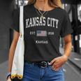 カンザスシティカンザスks ヴィンテージ アメリカ国旗 スポーツデザイン Tシャツ 彼女への贈り物