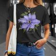 クレマチス 花 ボタニカル パープル フラワー Tシャツ 彼女への贈り物