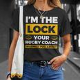 コーチがラグビーについて警告したロックはアイム・ザ・ロック Tシャツ 彼女への贈り物