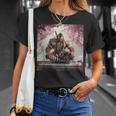 サムライ アフロ アフリカ 瞑想 桜の下 Tシャツ 彼女への贈り物