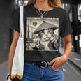 サムライ 猫 すすり茶 東京タワー 和 Tシャツ 彼女への贈り物