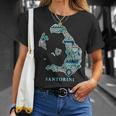 サントリーニ島 ギリシャ 地図 ギリシャ柄 旅行 休暇 Tシャツ 彼女への贈り物