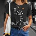 バドミントンプレーヤー バドミントンラケット シャトルコック バーディースポーツ 長袖tシャツ Tシャツ 彼女への贈り物