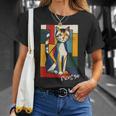 ピカソ猫 – ヴィンテージキュビズムアート風デザイン Tシャツ 彼女への贈り物