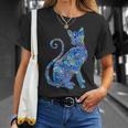 ブルー ペイズリーキャット Tシャツ 彼女への贈り物