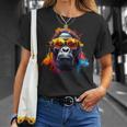ヘッドフォンとサングラスをかけたdjモンキー音楽パーティーモンキー Tシャツ 彼女への贈り物