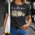 マジでだるい サバトラ猫 やる気が出ない日に だるかわネタデザイン 長袖tシャツ Tシャツ 彼女への贈り物
