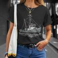 ヴィンテージ漁船 海 レトロ 船 漁師 イラスト Tシャツ 彼女への贈り物