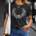 北欧のレイヴン スカルエンブレム 軸付き ルーンスタイル アートワーク アイコン Tシャツ 彼女への贈り物