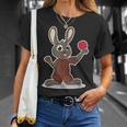卓球選手 卓球をするかわいいうさぎさん Tシャツ 彼女への贈り物