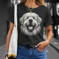 女性と男性のためのグレート ピレニーズ犬の顔のアート デザイン Tシャツ 彼女への贈り物