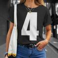数字 四 数字 4 プレーン 白 数字 Tシャツ 彼女への贈り物