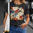 日本のヴィンテージ花柄着物 Tシャツ 彼女への贈り物