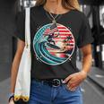最高のサーフグラフィック アメリカ国旗 サーフィン サーフボード バケーション Tシャツ 彼女への贈り物