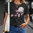 桜の木と月 日本の美しい桜 春 Tシャツ 彼女への贈り物