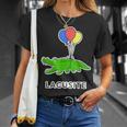 楽して行こうワニ（Lacusite）落書きワニ 風船【変なデザイン屋さん】ブランド パロディ 面白い Tシャツ 彼女への贈り物