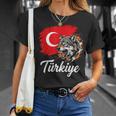 激しいトルコのオオカミと国旗 Tシャツ 彼女への贈り物